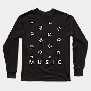 Music Headphones Pattern Long Sleeve T-Shirt